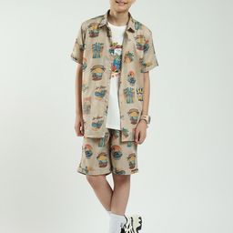 Monte Carlo Boys Printed Short Sleeves Shirt With Shorts & T-Shirt-image-86