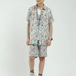 Monte Carlo Boys Printed Short Sleeves Shirt With Shorts & T-Shirt-picture-46