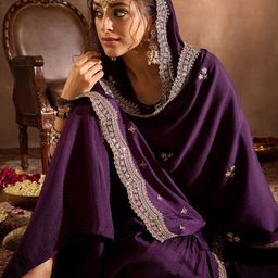 Indo Era Ethnic Motifs Embroidered Sequinned Straight Kurta With Sharara & Dupatta-28