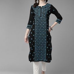 ADA Women Floral Embroidered Cotton Chikankari Kurta-picture-31