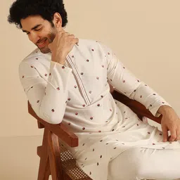 KISAH Floral Embroidered Regular Thread Work Straight Kurta With Churidar-picture-39