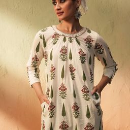 Ishin Floral Printed Mirror Work Pure Cotton Straight Kurta With Trouser-picture-27