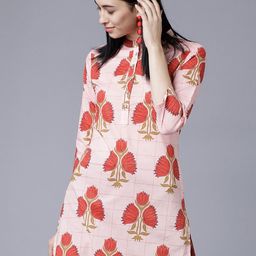 Vishudh Coral Floral Printed Mandarin Collar Straight Kurta-picture-29
