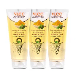 VLCC Set of 3 Deep Pore Cleansing & Brightening Haldi & Tulsi Face Wash - 100 ml Each-43
