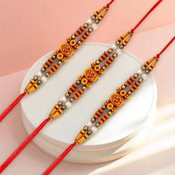 ADIVA Stones Studded & Beaded Thread Rakhis with Roli Chawal Chandan & Meshrei Card-image-100