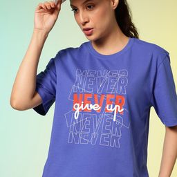 HRX by Hrithik Roshan Typography Printed Drop-Shoulder Sleeves Pure Cotton T-shirt-image-9