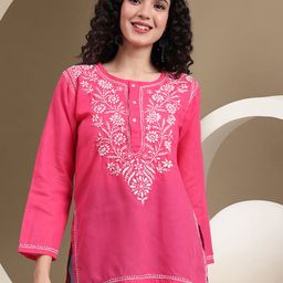 PARAMOUNT CHIKAN Women Ethnic Motifs Embroidered Chikankari Kurtis-15