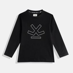 WROGN YOUTH Boys Brand Logo Printed Monochrome Slim Fit T-shirt-image-88