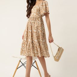DressBerry Floral Print Flared Sleeves A-Line Dress-image-28