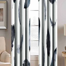 BELLA TRUE White & Black Set of 2 Quirky Room Darkening Door Curtain-8