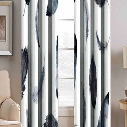 BELLA TRUE White & Black Set of 2 Quirky Room Darkening Long Door Curtain-10