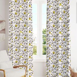 Trance Home Linen Yellow & White Printed Room Darkening Pure Cotton Long Door Curtain-image-32