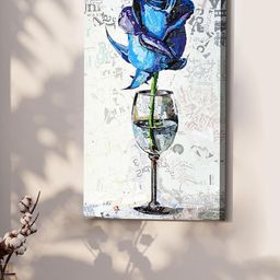 Art Street Blue & White Glass With Rose Canvas Painting Wall Art-image-65