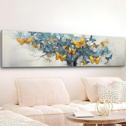 Art Street Turquoise Blue & Mustard 1 Piece Canvas Birds and Animals Wall Paintings-image-16