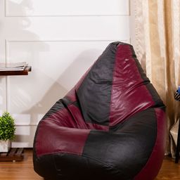 THREADVIBE LIVING Maroon & Black Teardrop Bean Bag With Bean-picture-29