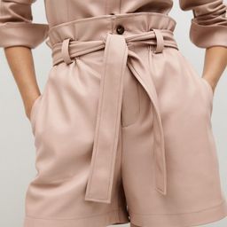 MANGO Women Pink Solid Regular Fit Regular Shorts With Belt-image-42
