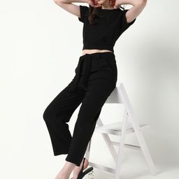 SHOWOFF Round Neck Short Sleeves Top With Trouser With Belt-picture-12
