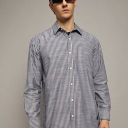 The Roadster Lifestyle Co Striped Pure Cotton Oversized-Fit Shirt-image-56