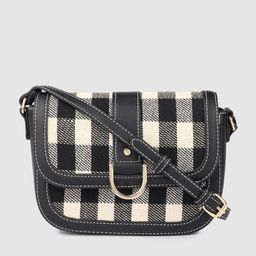 Accessorize London Women's Faux Leather Buckle Check Sling Bag-30
