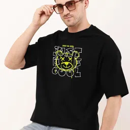 FARROWX Men Bio Finish Typography Printed Round Neck Cotton Oversized T-shirt-picture-37
