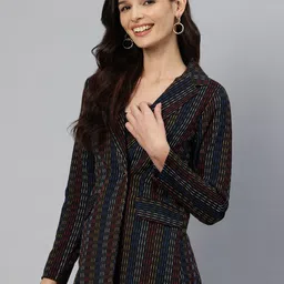 Cottinfab Striped Double-Breasted Pure Cotton Semiformal Blazer-image-83