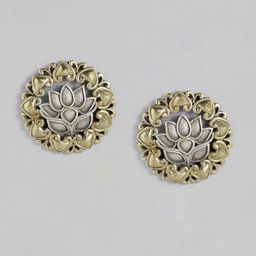 AITIHYA Gold Plated Dual Tone Antique Circular Studs Earrings-14