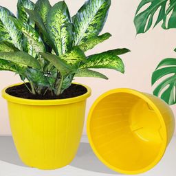 Kuber Industries Yellow 5 Pcs Non-Hanging Artificial Flower Pots-55