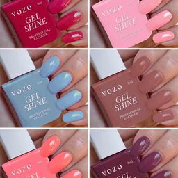 VOZO Set Of 6 Boss of Gloss Shine Ultra Lasting Nail Polish- 8ml Magenta- Pink- Soft Blue-45