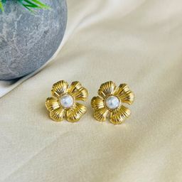 MYKI Gold-Plated Showstopping Stainless Steel Floral Shaped Beaded Studs-32
