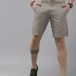 Roadster Men Taupe Slim Fit Cotton Shorts-image-14