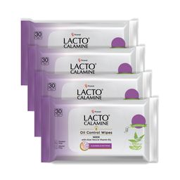 Lacto Calamine Set of 4 Neem & Vitamin B3 Oil Control Wipes - 30 Wipes Per Pack-56