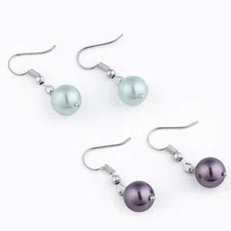 TOTAPARI Set of 2 Silver-Plated Pearls Beaded Circular Drop Earrings-44