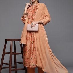 Varanga Women Floral Printed Sequinned Chanderi Silk Kurta Set-picture-31