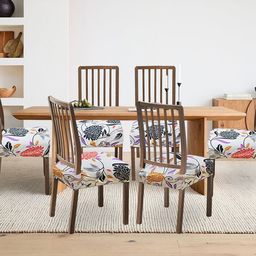 ohello 6 Pcs Multicolor Floral Printed Elasticated Fitted Polyester Chair Seat Covers-image-13