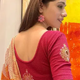 Bindigasm's Advi Embroidered Short Sleeves Stretchable Saree Blouse-picture-40