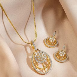 Rubans 22K Gold-Plated Cubic Zirconia Studded Jewellery Set-40