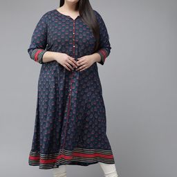 YASH GALLERY Women Pink Ethnic Motifs Printed Kurta-image-35