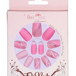 BEROMT Set Of 16 Press On Artificial Nails With Application Kit - BFN321FN-28