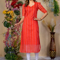 Sun Fashion And Lifestyle Women Striped Chanderi Silk Kurta-picture-15