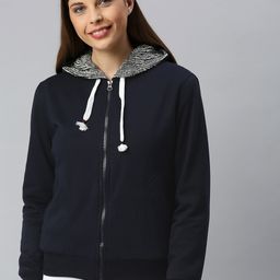 ADBUCKS Women Navy Blue Solid Hooded Sweatshirt-image-97