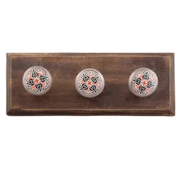 Indianshelf Brown & Orange Coloured Wooden Floral Wall Hooks Holder-13