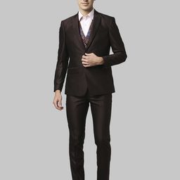 Raymond Men Brown Solid Single-Breasted 3-Piece Formal Suit-image-49