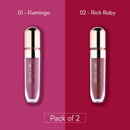 METABU Set Of 2 Long Lasting Liquid Lipstick - 4.25 ml Each -Flamingo 01-Rich Ruby 02-21