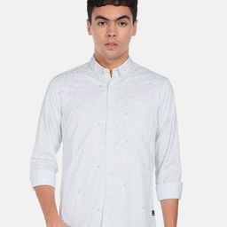 Flying Machine Button Down Collar Floral Print Satin Casual Shirt-picture-2