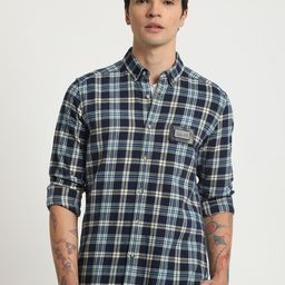THE BEAR HOUSE Tartan Checks Flannel Slim Fit Cotton Casual Shirt-image-87