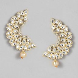 AccessHer White Gold-Plated Kundan Studded Classic Oversized Handcrafted Studs-42