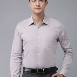 Van Heusen Slim Fit Textured Self Design Pure Cotton Formal Shirt-image-47