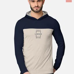 BULLMER Men Pack Of 2 Navy Blue & Rust Printed Cotton Hooded Sweatshirt-image-80