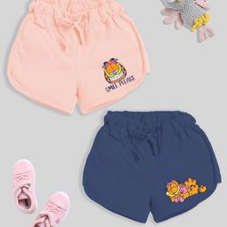 YK X Minute Mirth Girls Assorted Pack of 2 Printed Pure Cotton Shorts-image-50