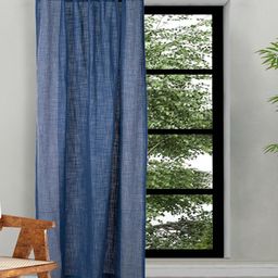 Fabindia Blue & White Geometric Room Darkening Cotton Window Curtain-40